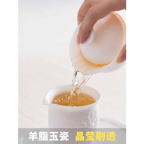 Dehua white porcelain tea set Porcelain Kung fu tea set White porcelain tea set Gift box Chinese Kung fu tea set