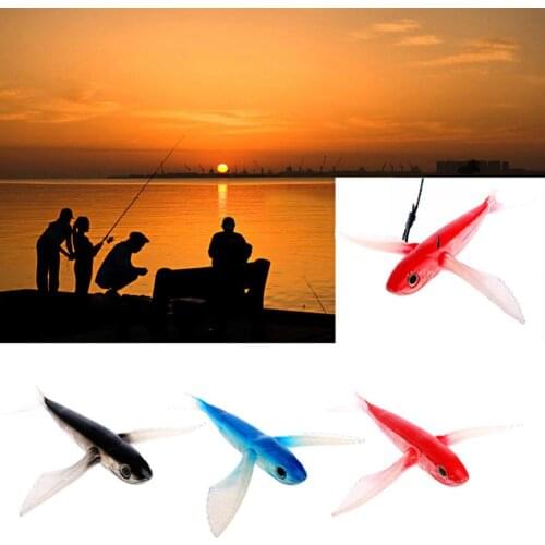21cm Bionic Flying Fish PVC Artificial Fishing Lure Seawater Bait Boat Trolling Tuna Mackerel Soft Baits Fishing Accessories
