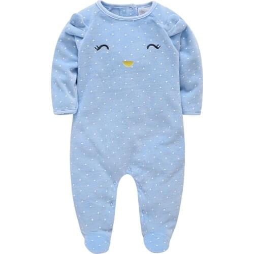 Kavkas Clothes For Boy Winter Cartoon Blue Cat Flannelette Jumpsuit Long Sleeve Rompers Playsuits песочники для мальчиков
