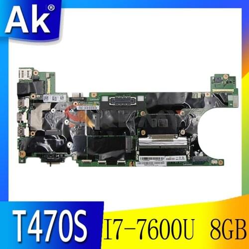 Laptop motherboard For LENOVO Thinkpad T470S I7-7600U 8GB SR33Z Mainboard 01ER068 NM-B081 Full tested