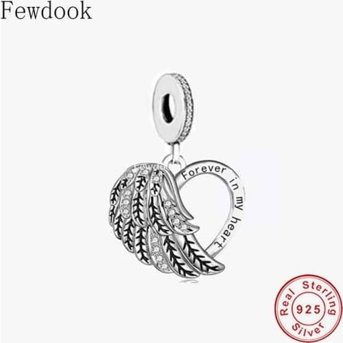 Fit Original Charm Bracelet 925 Sterling Silver A Piece of My Heart Has Wings Bead For Making Women Memory Family Berloque 2021
