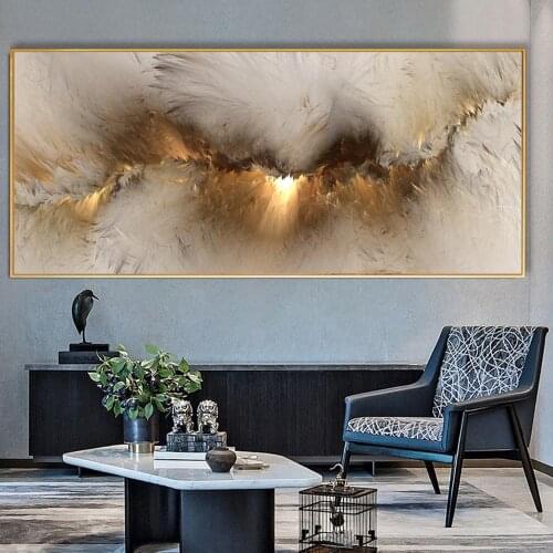DDHH Grey Yellow Cloud Abstract Oil Painting Think Independe Wall Picture For Living Room Canvas Modern Art Poster And Print