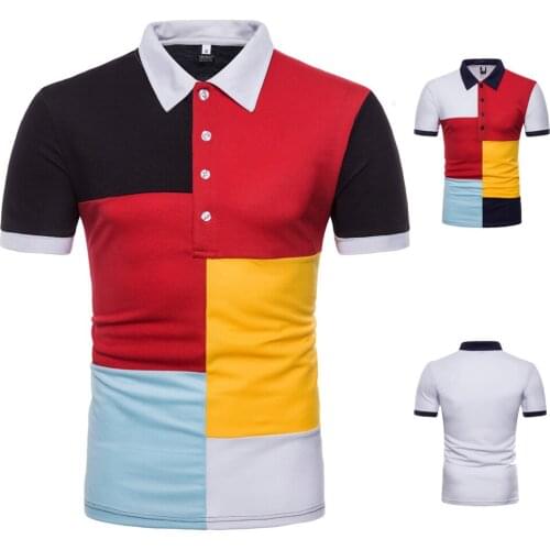 SWAGWHAT Polo Men Fashion Breathable Patchwork Short Sleeve Polo Shirts Man Casual Slim Turn Down Collar Male Polos Men Clothing