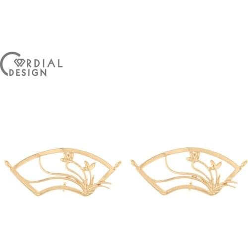 Cordial Design 50Pcs 15*36MM Jewelry Accessories/Copper/Pendant/DIY Making/Hand Made/Flower Shape/Charms/Earring Findings