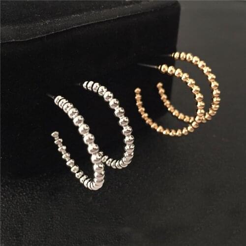 Fashion Simple Design Hoop Earrings Vintage Gold Color Linked Bead Various Shape Hoop Earrings for Women Wedding Accessories