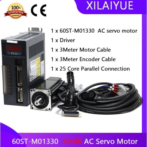 60ST-M01330 AC Servo Motor Control System 220V 1.27N.M 0.4KW 15A 60ST AC Servo Motor Replace Driver For Material Conveying