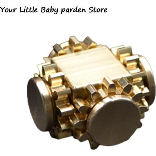Gear Linkage Hand Spinner Fingertip Gyro Gear Cube Spinner Finger Copper Mechanical Gyro Adult Decompression EDC Toys