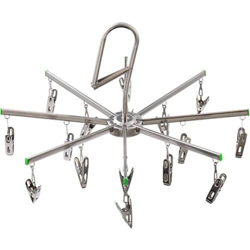 Foldable Stainless Steel Underwear Sock Dryer Laundry Rack Flat Head Clothes Hanger Airer Rust Resistant Strong Grip Clip