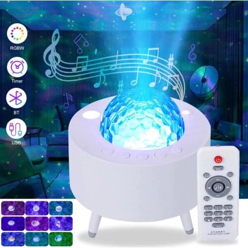 LED Planetary Projector Lamp Galaxy Starry Sky Projector Lamp Bluetooth Music Romantic Atmosphere Night Light Bedroom Decoration