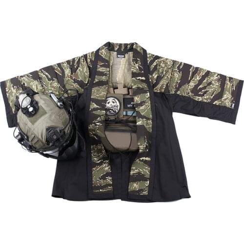 BACRAFT Outdoor Tactical Coat Training Cloak Combat Haori Jacket Tactics Accessories - (Tiger Spot + Black) M L