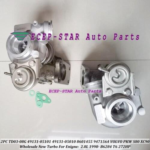 TD03 TD03-08G 49131-05101 8601454 9471564 8601455 49131-05100 Pair Turbocharger For Volvo-PKW S80 I XC90 2.8L T6 B6284T B6284T4