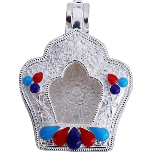 Tibetan Buddhist Articles Pure Silver, Eight Auspicious Cross, Diamond Pestle, Beaded Necklace, Pendant Ggawu box
