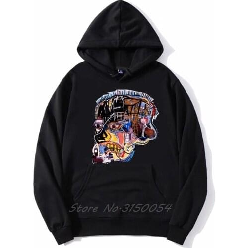 Basquiat Skull Sticker Hoodie Fashion Funny Men Unisex Spring Autumn Fleece Sweatshirt Harajuku Casual Hooded Jackets