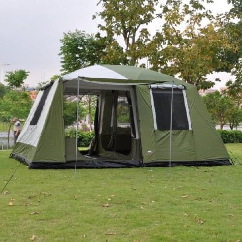 One hall two bedroom ultralarge 8-12 person use double layer rainproof waterproof fimily party tent