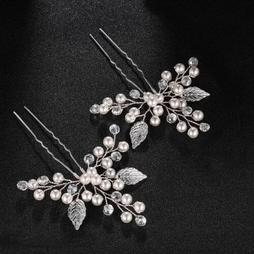 2pcs Hair Pin - Flower Hair Comb for Women Lady Crystal Hair Accessories - Pearl Hair Jewelry - Hair Ornament for Tiara Wedding