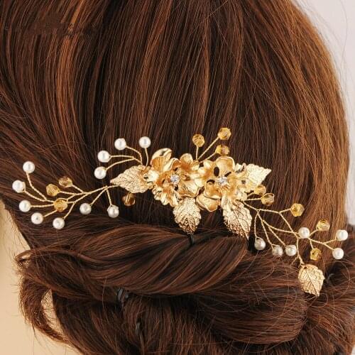 Pearl wedding jewelry crystal bridal comb inserted comb hair ornaments simple everyday bride headdress