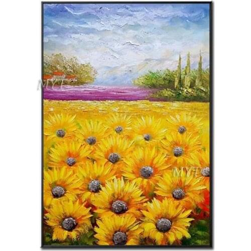 Unframed 1 Panel Sunflowers Handpainted Painting Abstract Modern Wall Art Picture Home Decor Oil Painting On Canvas For Bedroom
