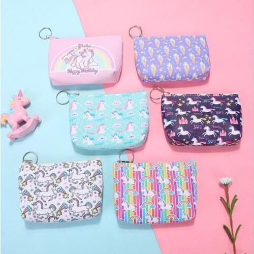 1PC Girl Kids Coin Purses Holder Kawaii Animal Unicorn Flamingo Women Mini Change Wallets Money Bag Children Zipper Pouch Gift