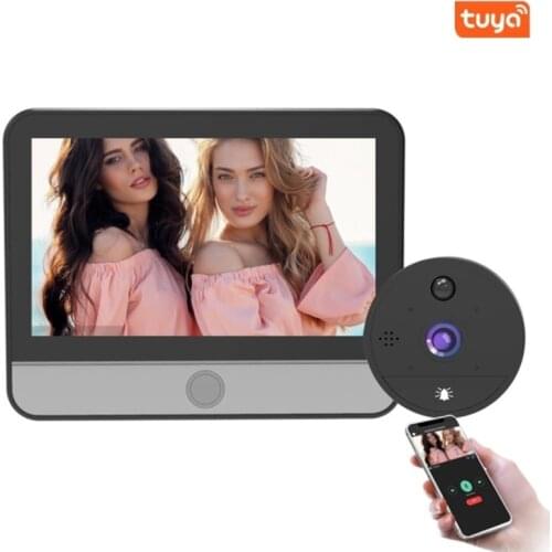 1080P HD Tuya Smart Peephole Video Doorbell Camera Wifi Door Bell Viewer 170 Degree Motion Intercom Detection Security Monitor