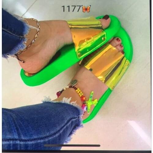 2021 Slipper Shoes Women Summer Slippers Neon PVC Beach Slides Casual Shoes Female Platform Slippers For Women 42 Size