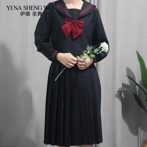 2021 New Sailor Suit School Uniform For Girls Anime Cosplay Costume JK Uniforms Long Sleeve Tops Pleated Skirt Student Clothes