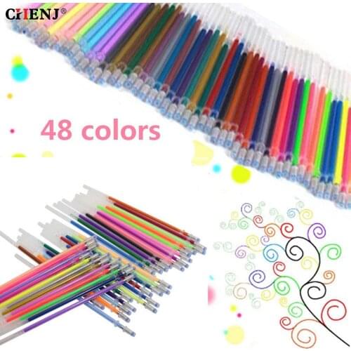 48Pcs Gel Pen Set Refills Metallic Pastel Neon Glitter Sketch Drawing Color Pen School Stationery Marker