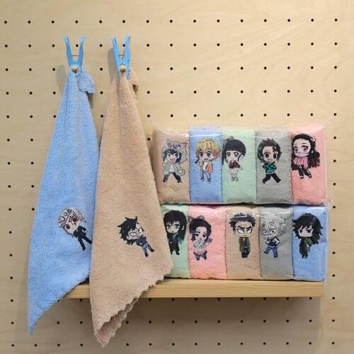 5pcs/lot Anime Demon Slayer Kimetsu No Yaiba Qute Tanjirou Nezuko towels cute face towel Handkerchief for women man boy girl