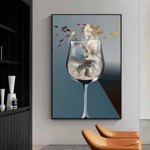 Nordic Abstract Kitchen Wine Glass Decorative Pictures Wall Art Canvas Painting Modern Posters and Prints for Home Decoration