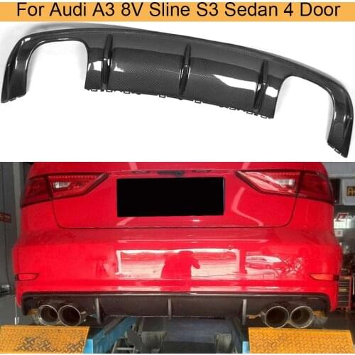 Carbon Fiber Car Rear Bumper Diffuser Lip Spoiler for Audi A3 8V Sline S3 Sedan 4 Door 2013 - 2016 Not A3 Standard Rear Diffuser