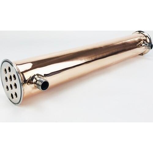 Free Shipping 3"(76mm) OD91mm,Copper Condenser 500mm,10 Pipes Inside ID 12mm,Connection External Thread 1/2"