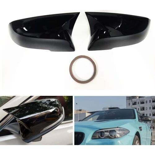 2PCS Rearview Mirror Cover For BMW F30 2013-2019 Glossy Black ABS Add On Car Exterior Door Window Wing Side Rear View Cap Trim