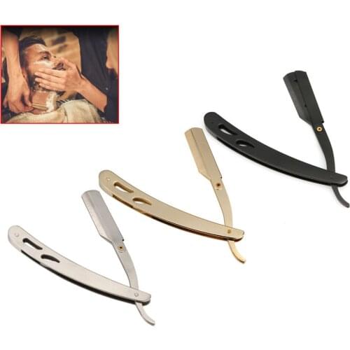 Black /silver/gold Straight Barber Edge Razor Folding Shaving Knife 11 Carbon Steel Blades