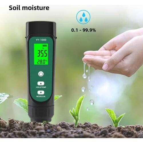 3-In-1 Digital Soil Tester LED Screen with Backlight Soil EC / Humidity / Temperature Meter Home Plant Moisture Meter Hygrometer