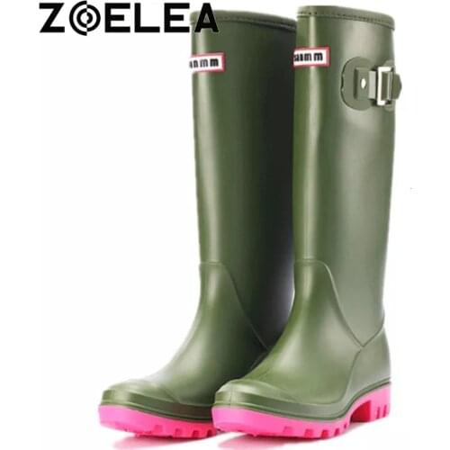 PVC Colourful Rain Boots for Women for Rain Waterproof Water Shoes 2021 Rubber Boots for Women High Boots