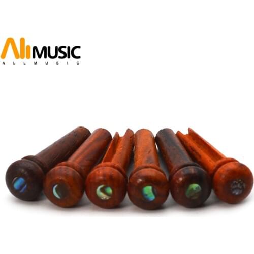 Pure Cocobolo Wood Acoustic Guitar Bridge Pins Abalone Pearl Dot Inlay Durable Guitar String Nails Pin Guitarra Accessories