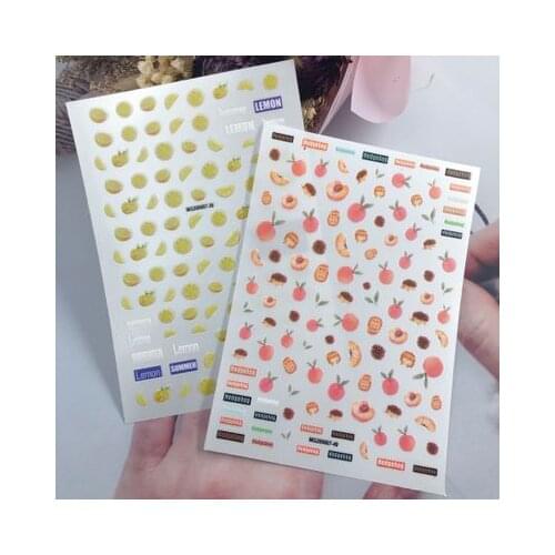 DIY 2020 New Style Japanese Serious Summer Fruits Nail Stickers Back Adhesive Light Traceless Nail Decals Lemon Peaches gifts