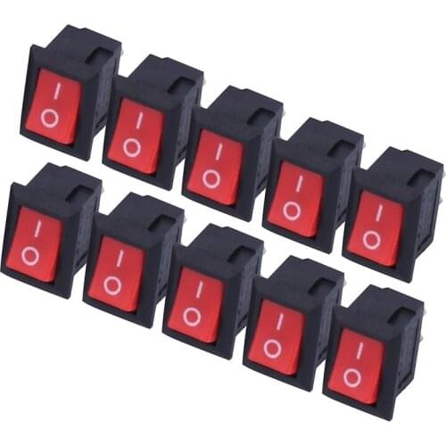 ELECAL 3A250V KCD11-101 Red Button Rocker Switch 2 Pin Rocker Power Switch push switch 10 pcs/lot