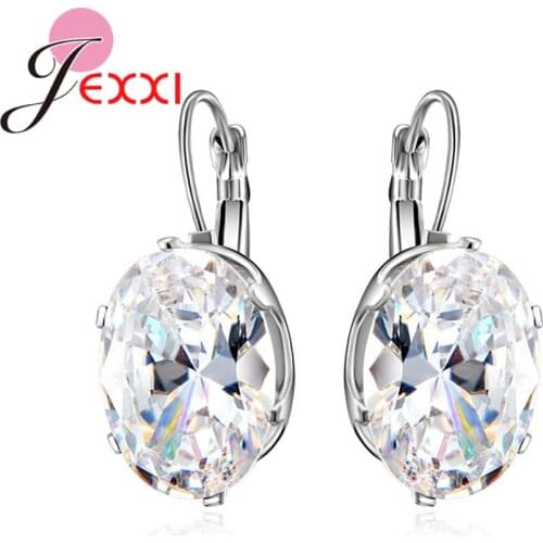 Hot Sale Women 925 Sterling Silver Geometric Hoop Earrings Korean Fashion Jewelry Cubic Zirconia Piercing Earrings Nice Gift