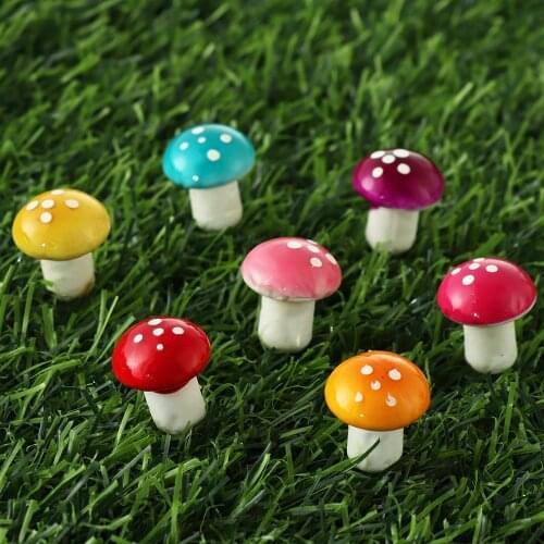 10Pcs Artificial Foam Mushroom Miniature Figurine Potted Plants Decor Stakes Moss Decoration Resin Crafts Garden Ornament