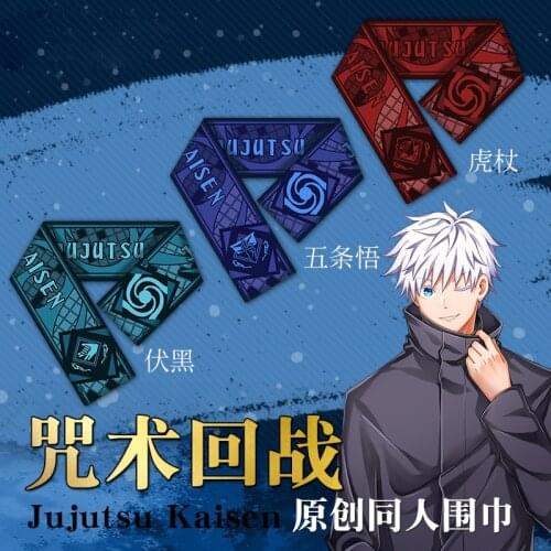 Jujutsu Kaisen Anime Gojo Satoru Yuji Itadori Cosplay Scarves Winter Warm Neckerchief Anime Students Fashion Neck Scarf Gift