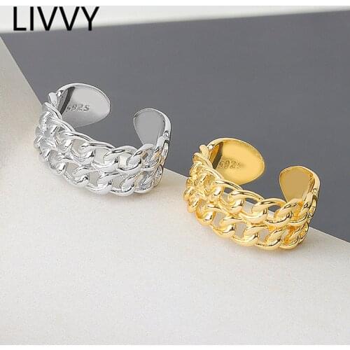 LIVVY Genuine Silver Color Glitter Stackable Circle Finger Rings For Women Engagement Silver Round Jewelry 2021 Tren