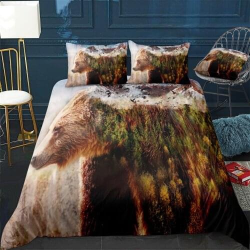 Bear in the Mountains Quilt Cover Pillowcase 3Piece Comforter Bedding Set With Pillow Case Single Double Duvet Cover Home Decora
