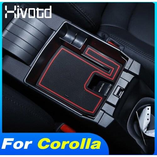 Hivotd Armrest Storage Box Container Center Console Coin Box Organizer Interior Accessories For Toyota Corolla 2019 2020 2021