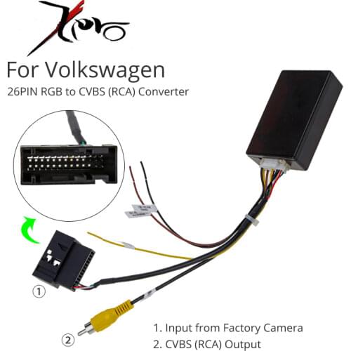 RGB to (RCA) AV CVBS Signal Converter Adapter for VW Tiguan Golf 6 MAGOTAN B7L passat CC Original Rearview Camera Android Camera