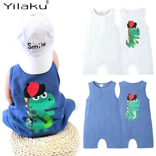 Yilaku Summer Baby Clothes Baby Girl Rompers Sleeveless Toddler Baby Boy Bodysuit Dinosaur Cartoon Infant Unisex Jumpsuit YY036