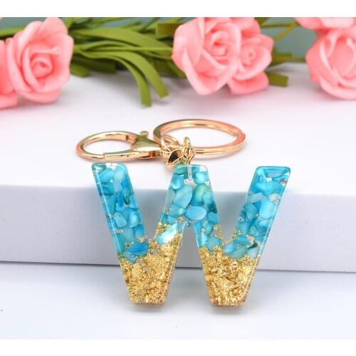 Cute Gold Foil Letter A-Z Keychains For Women Men Resin Alphabet Pendant Key Rings Chains Car Keyring Holder Charm Bag Jewelry