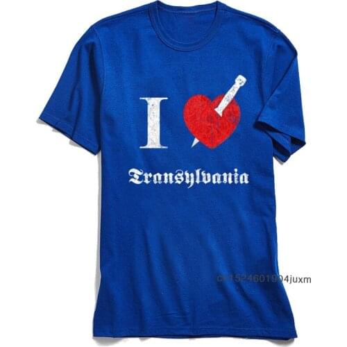 Custom Man Tshirt Youth T-shirts I Love Transylvania Tops T Shirt All Cotton Short Sleeve Letter 80s Tee Shirts O Neck Wholesale