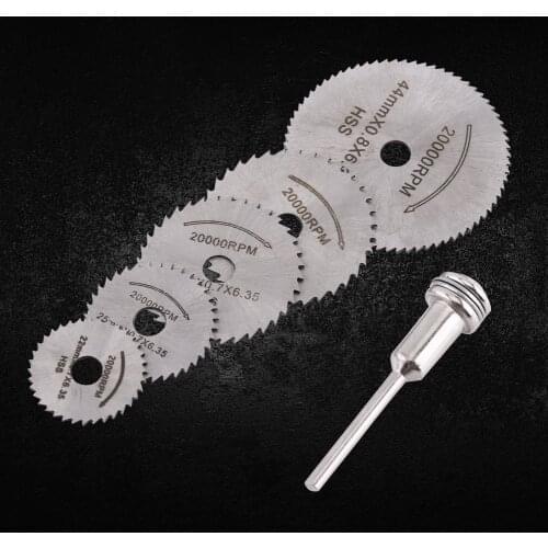 6PCS HSS Steel Saw Blades Set Rotary Cutting Tools Circular Blade Disc Cutter Woodworking Power Tools With Extension Rod New