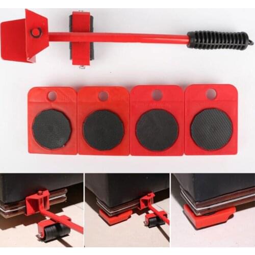 Hand Tool Set Furniture Moving Transport Set 4 Mover Roller+1 Wheel Bar Furniture Transport Lifter Household Hand Tool Set