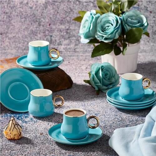 Blue Coffee Cup Set Yellow Pink Green Cup Set Gift for House Coffeeware Tea Set New Home Gift